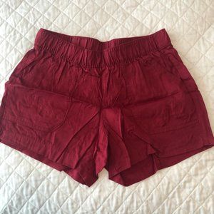 ✨ NWOT Pocket Linen Shorts - Red / Maroon